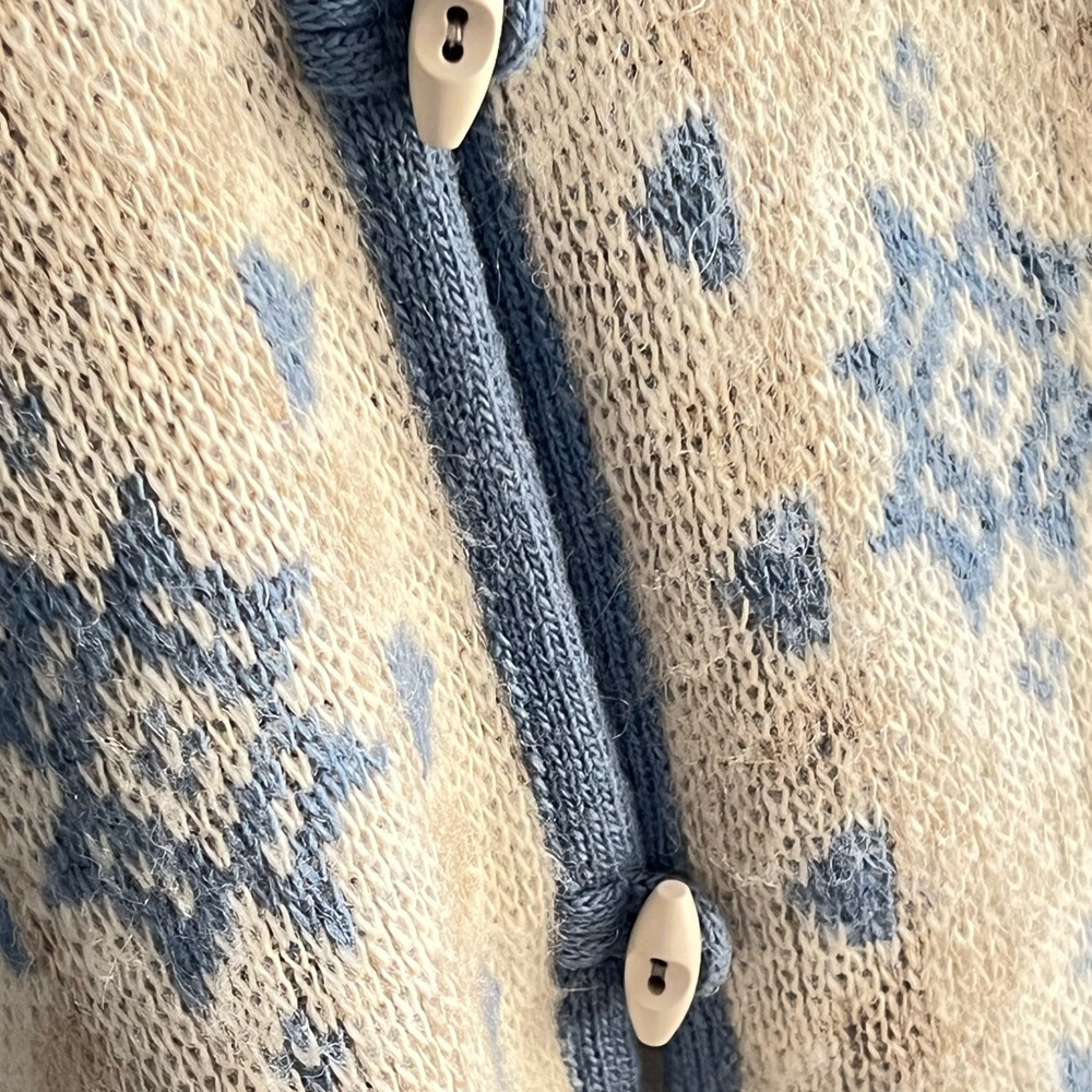 Alafoss Icewool Women's Vintage Blue Nordic Wool Cottagecore Cardigan Jacket - Picture 5 of 12